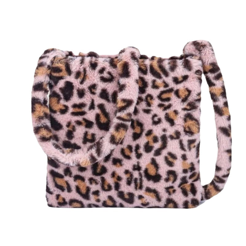 Women Felt Soft Leopard Pattern Cute Casual Personality Shoulder Crossbody Bag Image 4