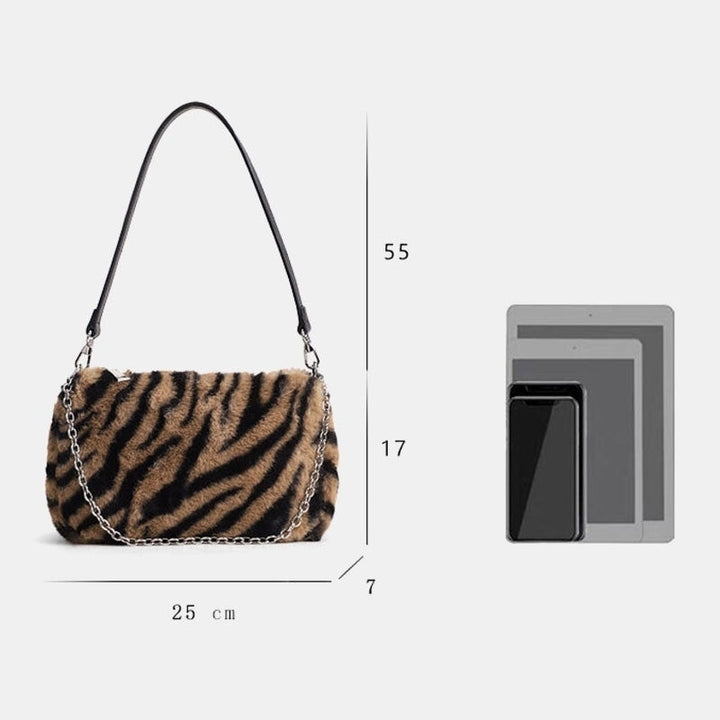 Women Felt Soft Leopard Pattern Underarm Mini All-match Handbag Shoulder Bag Image 4