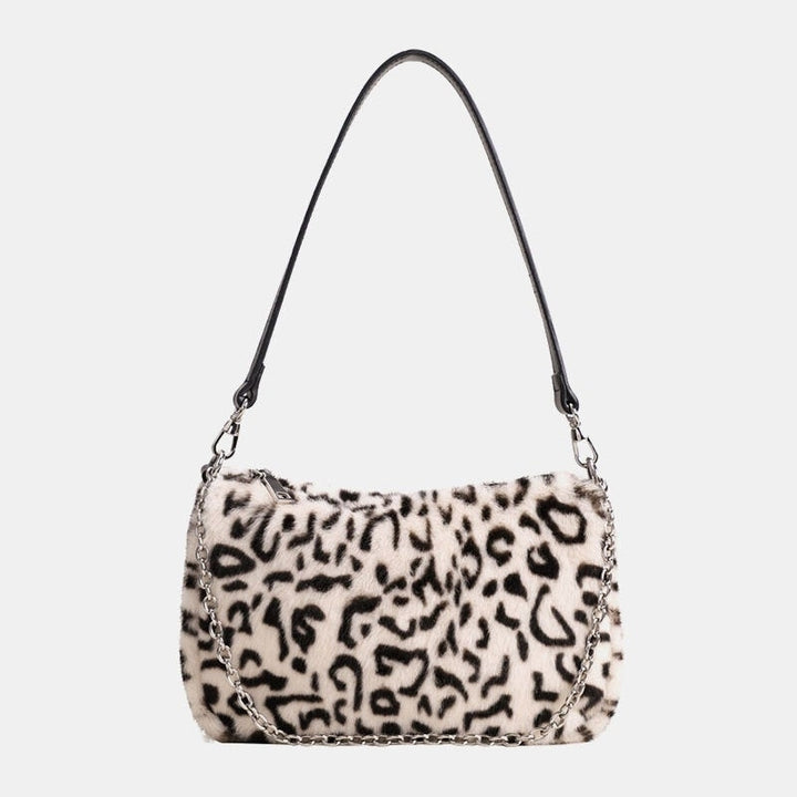Women Felt Soft Leopard Pattern Underarm Mini All-match Handbag Shoulder Bag Image 7