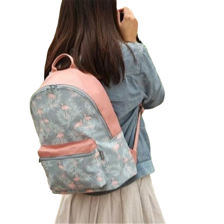 Women Flamingo Cartoon Printing Backpack Floral Casual Girl School Bag Image 2