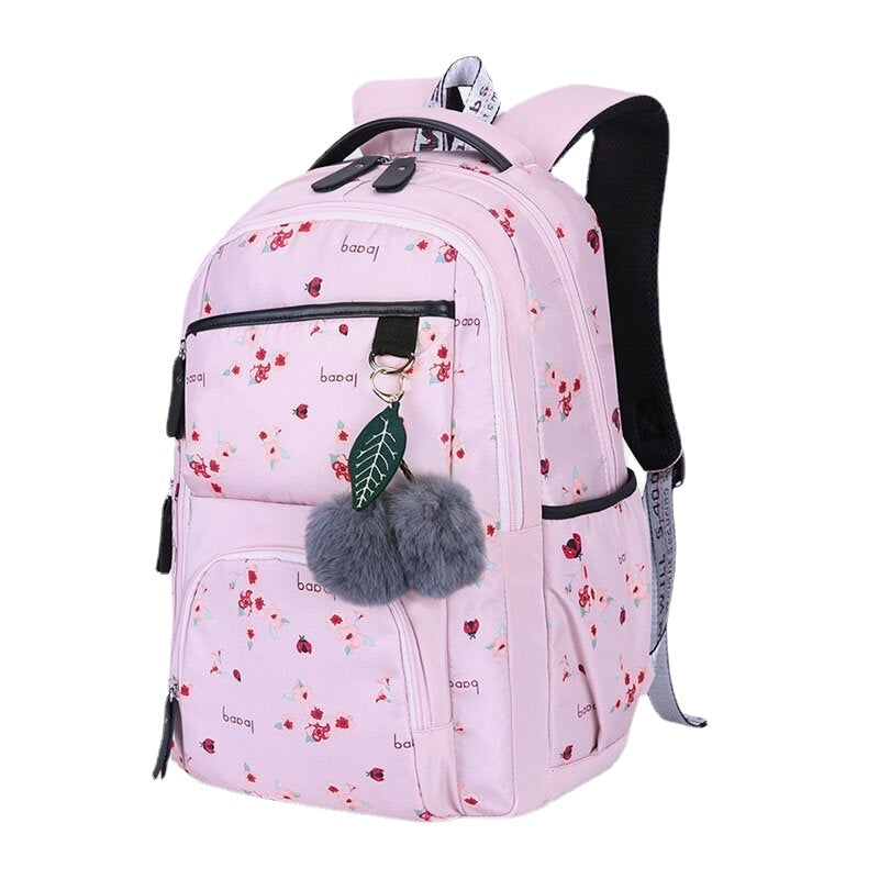 women fluffy ball print anti theft multifunction laptop bag backpack Image 6