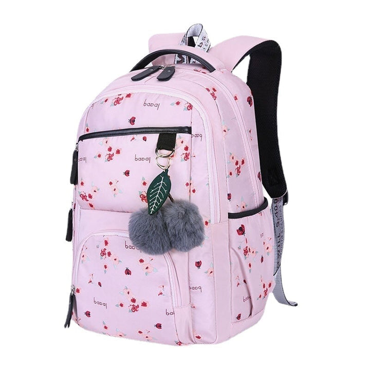 women fluffy ball print anti theft multifunction laptop bag backpack Image 1