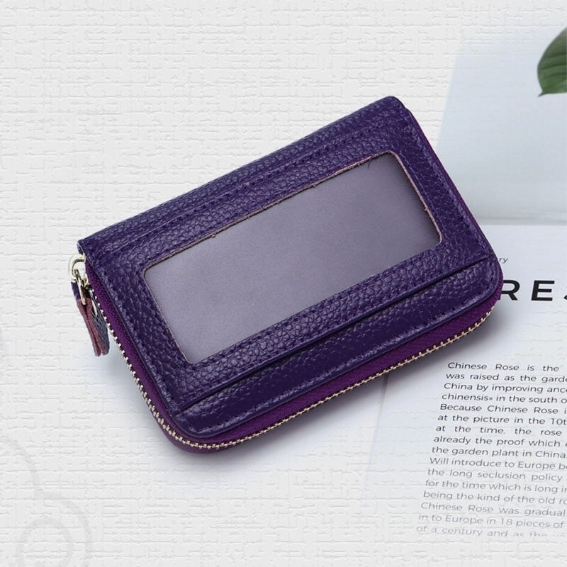 Women Genuine Leather 11 Card Slots Money Clip Wallet- PPT Image 4