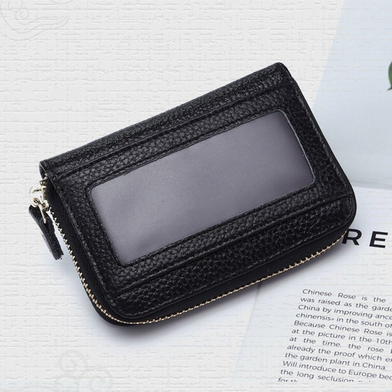 Women Genuine Leather 11 Card Slots Money Clip Wallet- PPT Image 4