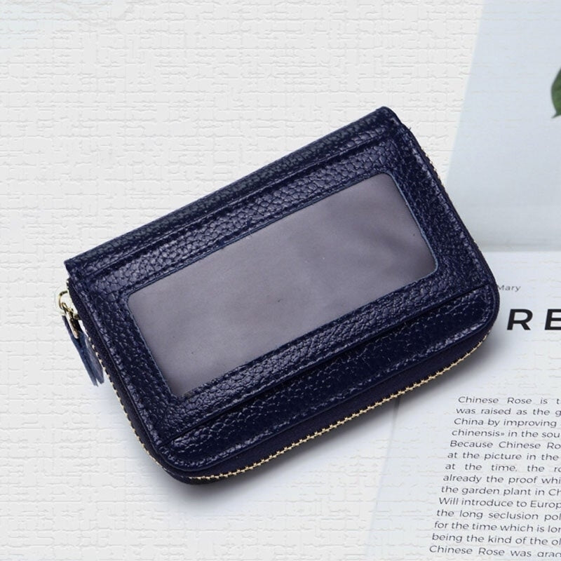 Women Genuine Leather 11 Card Slots Money Clip Wallet- PPT DTTT Image 7