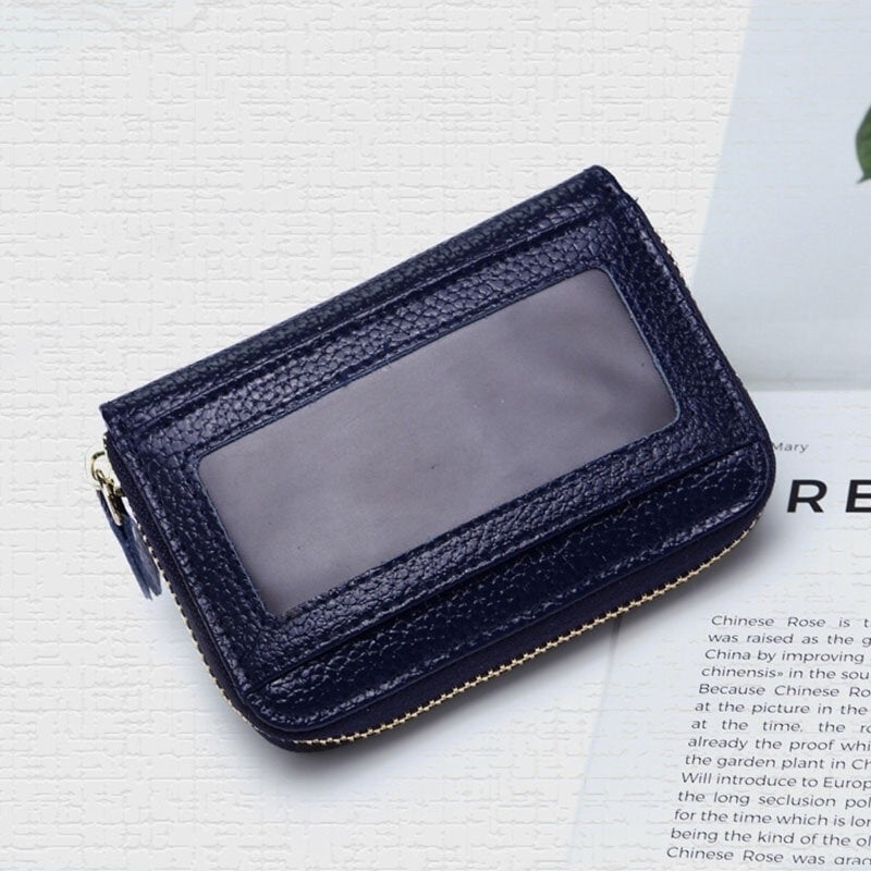 Women Genuine Leather 11 Card Slots Money Clip Wallet- PPT DTTT Image 1