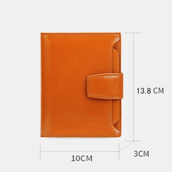 Women Genuine Leather Bifold Short Anti-magnetic Wallet Slot Card Case Coin Purse Image 3