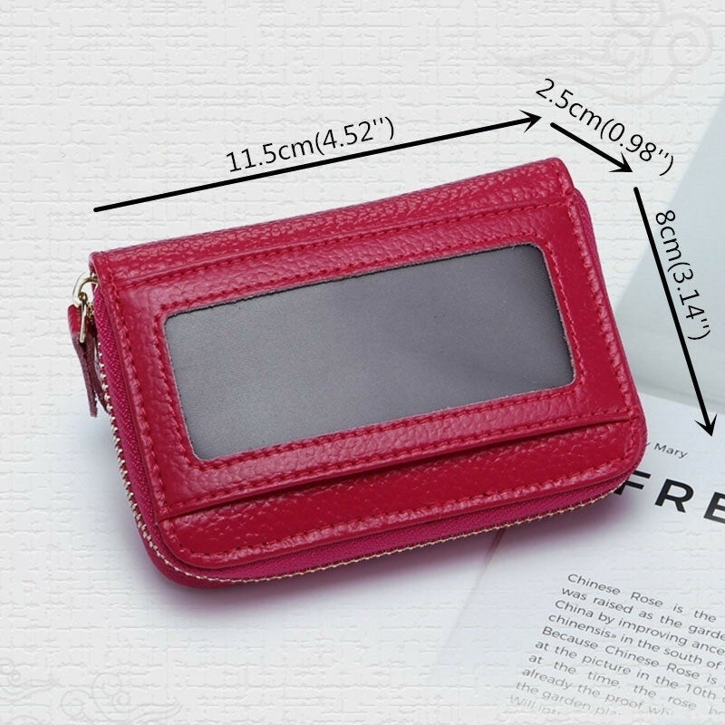 Women Genuine Leather 11 Card Slots Money Clip Wallet- PPT Image 12