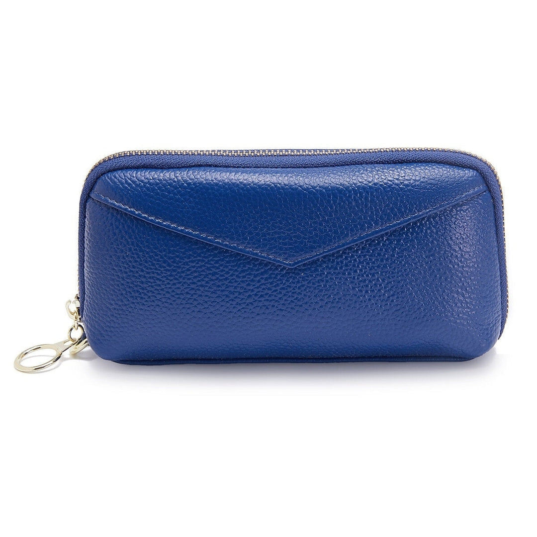 Women Genuine Leather Clutch Bag Zipper Long Wallet Two Fold Purse Image 1