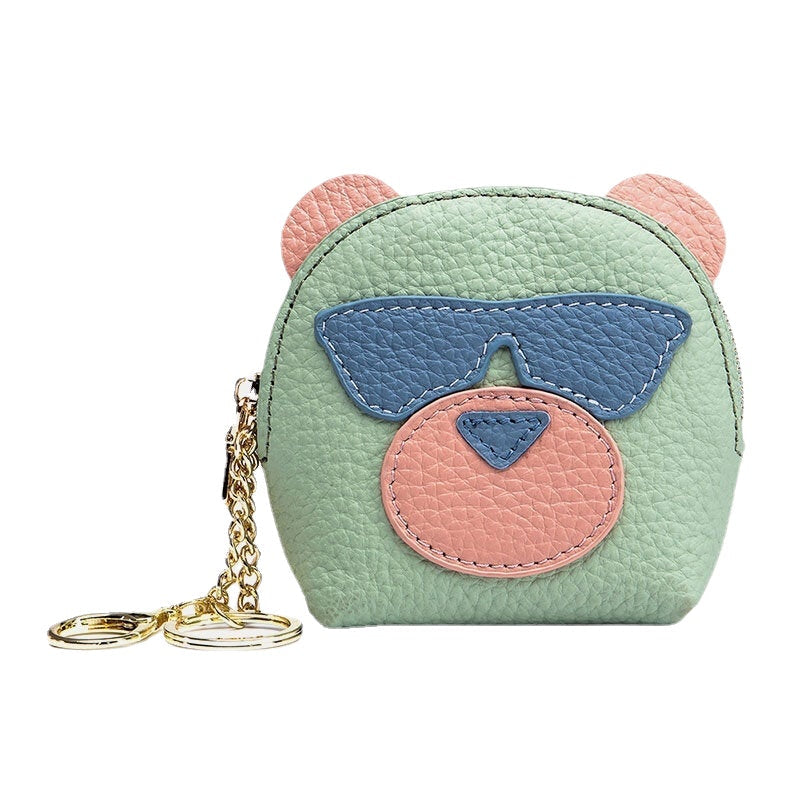 Women Genuine Leather Cute Bear Creative Mini Coin Bag Small Wallet For Card Image 1