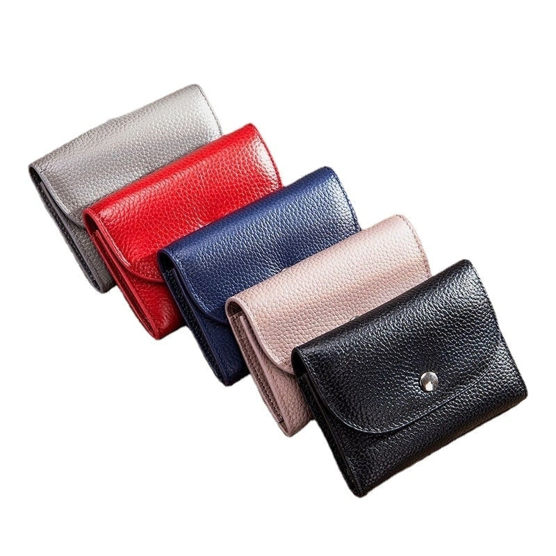 women genuine leather multifunction lychee pattern coin bag small wallet Image 1