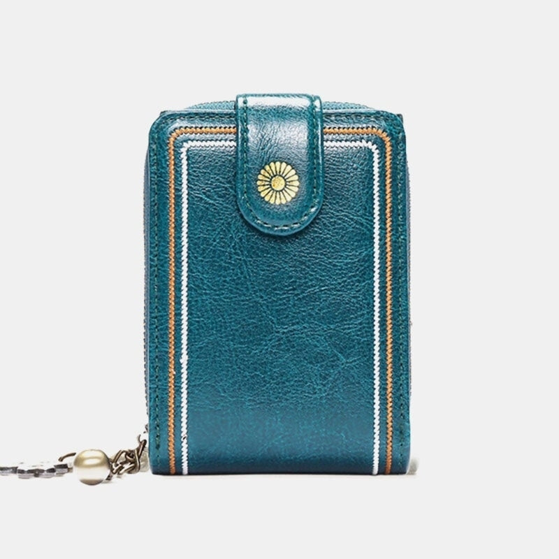 Women Genuine Leather RFID Anti Theft 9 Card Slots Wallet Purse Image 1