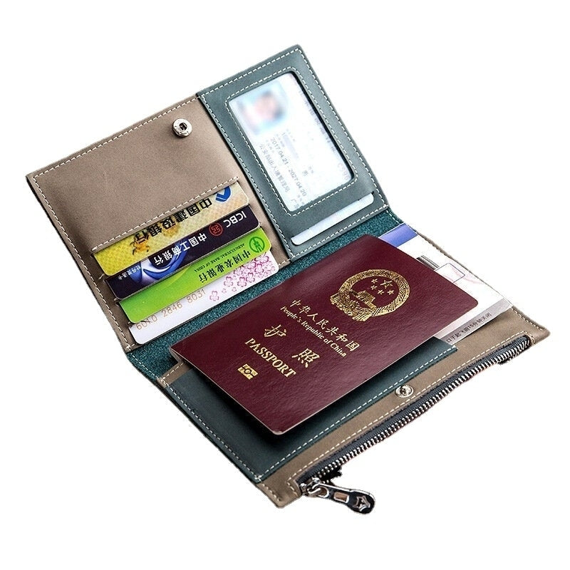 Women Genuine Leather Travel Anti-theft Thin Passport Bag Wallet Image 4