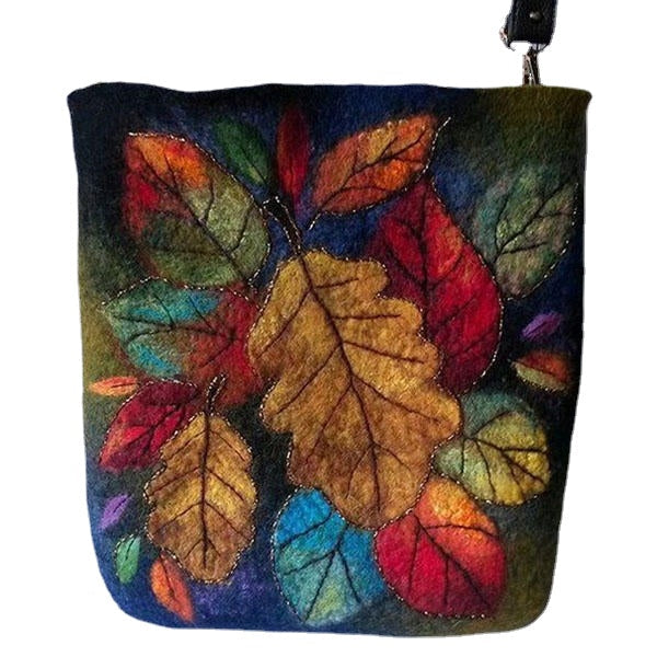 women colorful leaf diy lamb hair crossbody bag shoulder bag DTTT Image 1