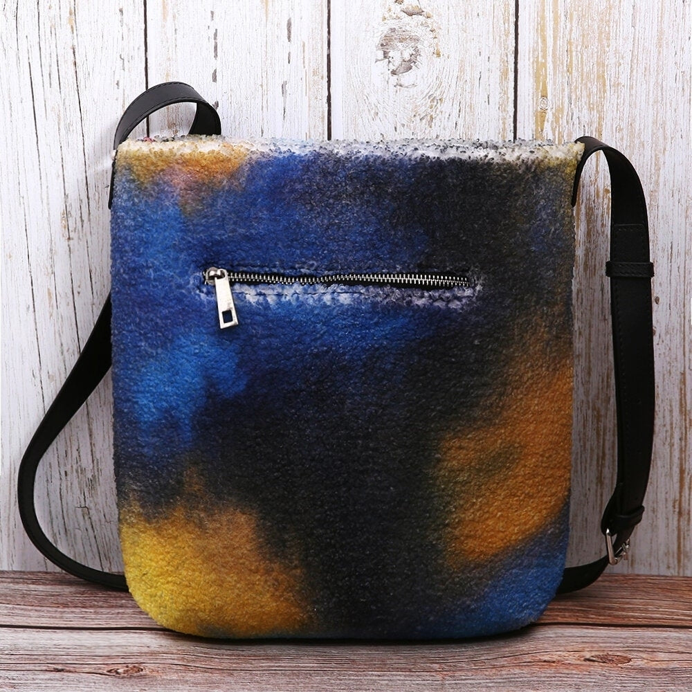 Women Colorful Bag DIY Lamb Hair Crossbody Bag Shoulder Bag DTTT Image 4