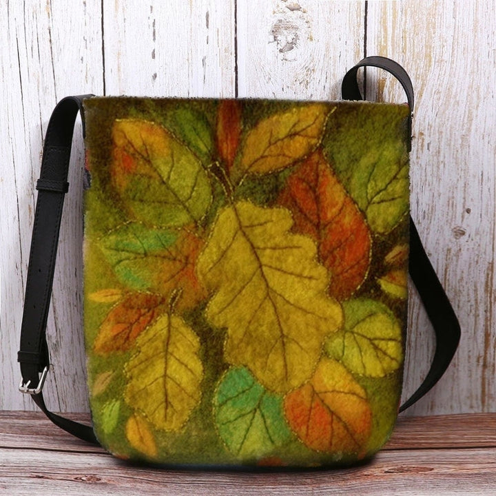 women colorful leaf diy lamb hair crossbody bag shoulder bag DTTT Image 1