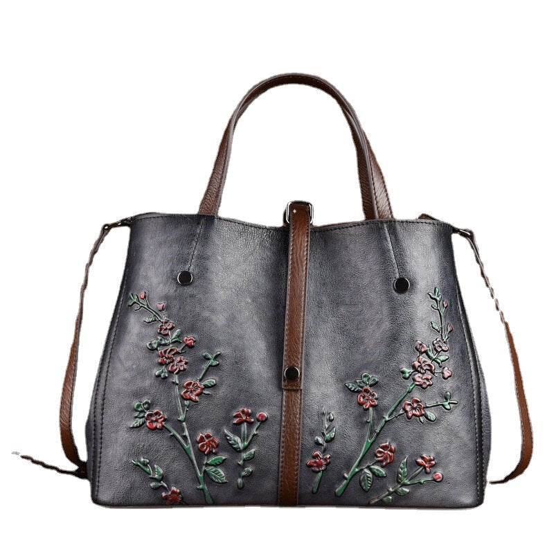 Women Crossbody Bags Retro Large Capacity Genuine Leather Shoulder Bag Handbag Image 1