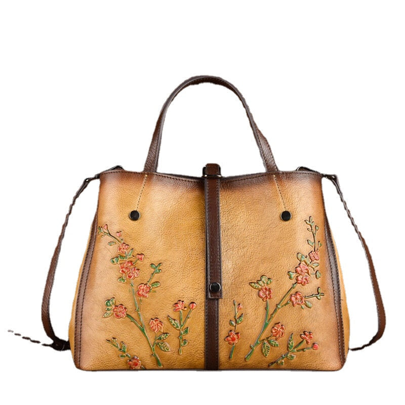 Women Crossbody Bags Retro Large Capacity Genuine Leather Shoulder Bag Handbag Image 1