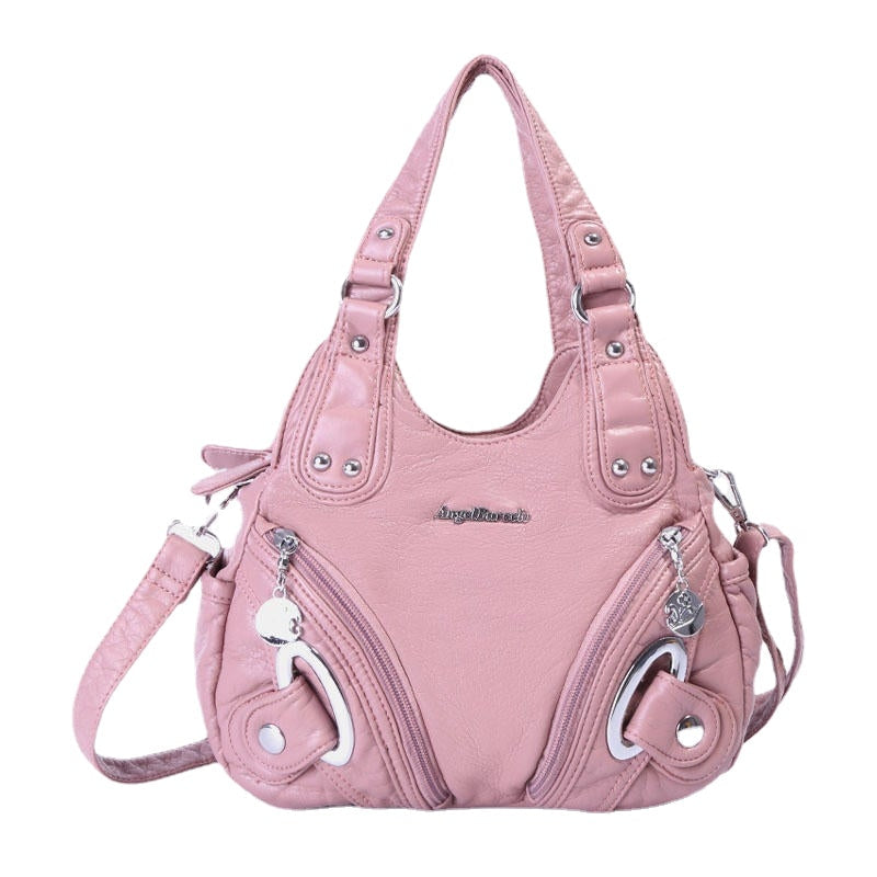 Women Fashion Soft Leather Handbag Solid Crossbody Bag Hnadbag Image 2