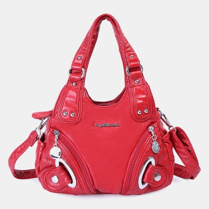 Women Fashion Soft Leather Handbag Solid Crossbody Bag Hnadbag Image 4