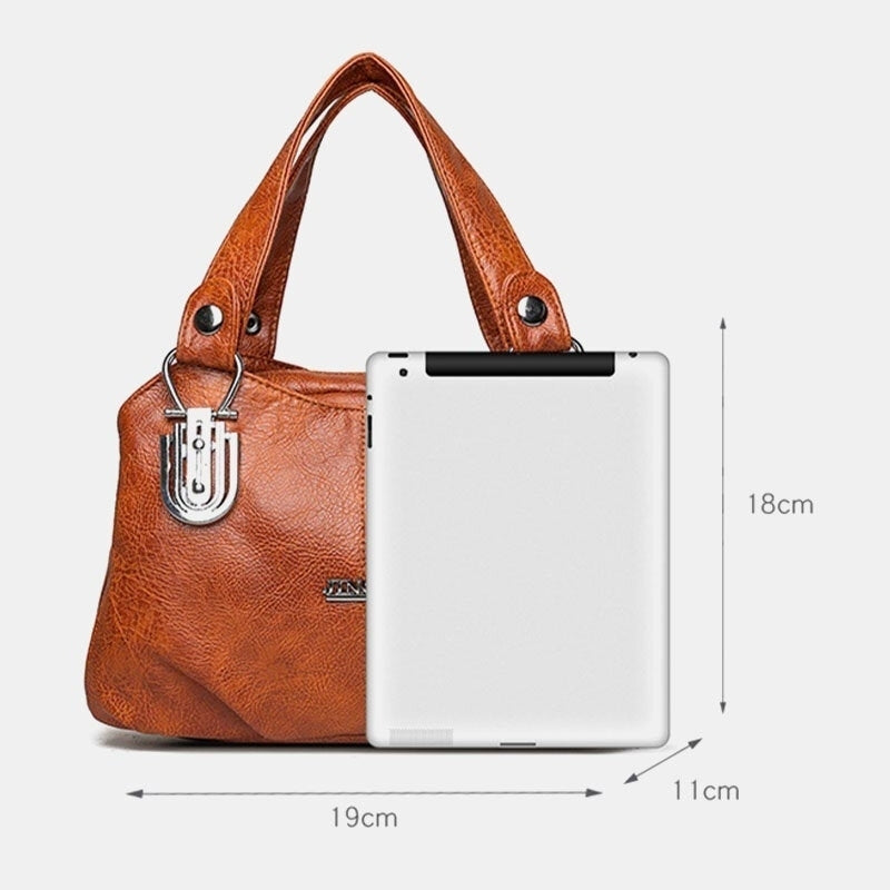 Women Faux Leather All-match Large Capacity Multi-carry Handbag Tote Crossbody Bag DTTT Image 3