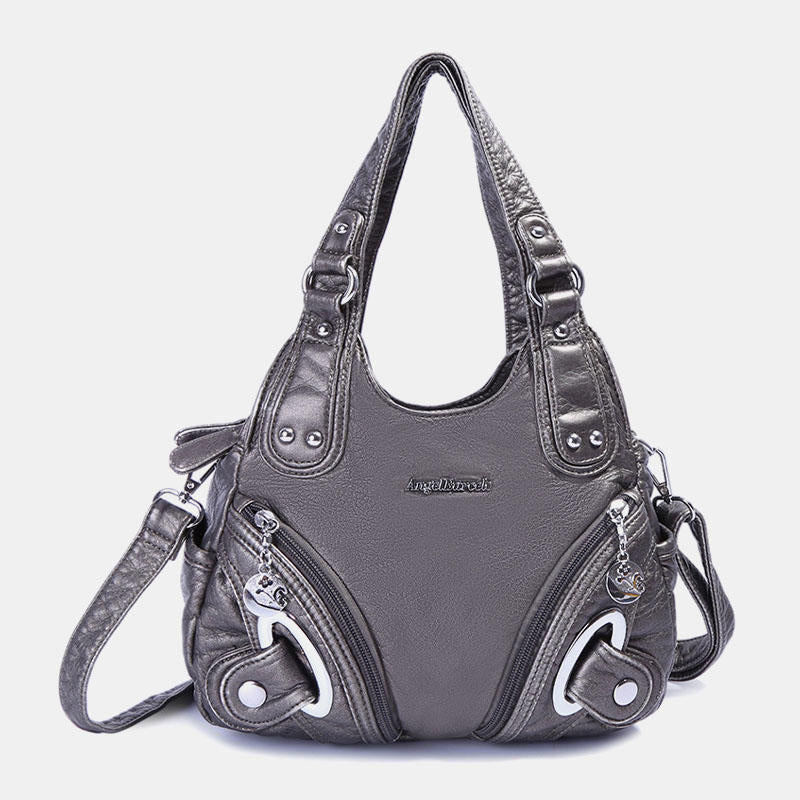 Women Fashion Soft Leather Handbag Solid Crossbody Bag Hnadbag Image 7
