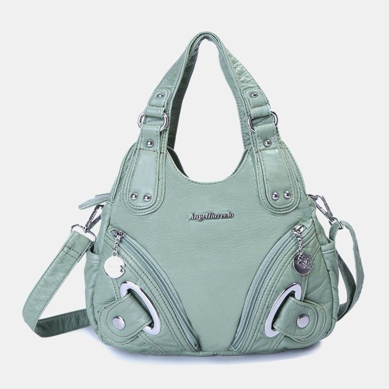 Women Fashion Soft Leather Handbag Solid Crossbody Bag Hnadbag Image 9