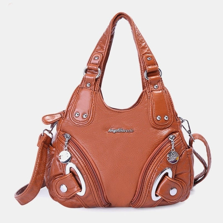 Women Fashion Soft Leather Handbag Solid Crossbody Bag Hnadbag Image 12