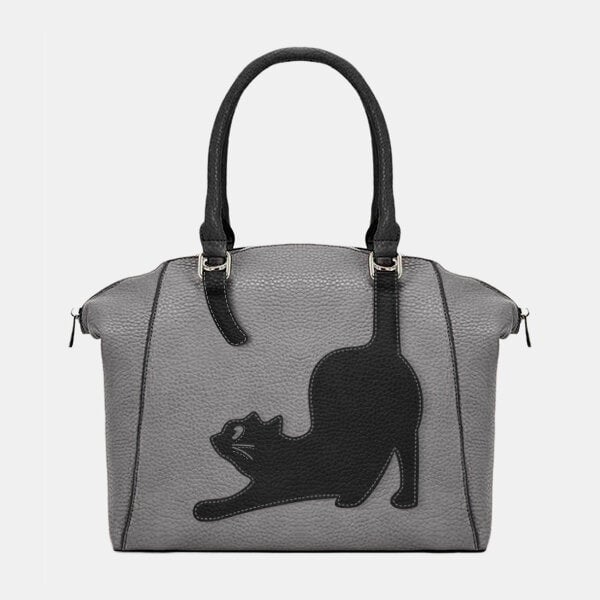 Women Faux Leather Fashion Large Capacity Cat Bag Handbag Image 1
