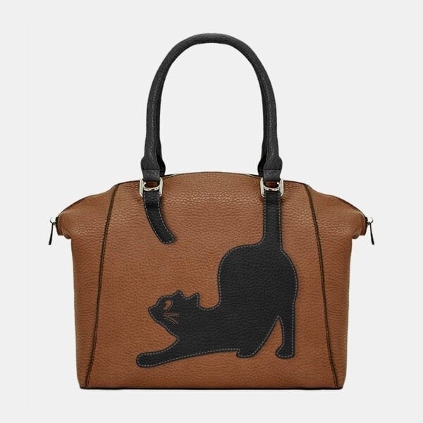 Women Faux Leather Fashion Large Capacity Cat Bag Handbag Image 1