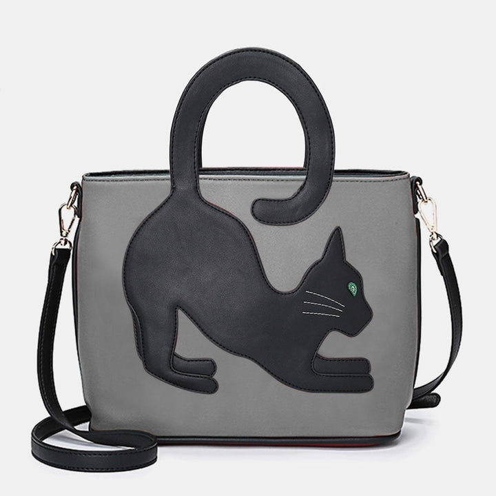 Women Faux Leather Cute Cat Pattern Casual Handbag Crossbody Bag DTTT Image 1