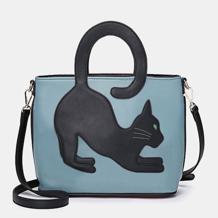 Women Faux Leather Cute Cat Pattern Casual Handbag Crossbody Bag DTTT Image 10