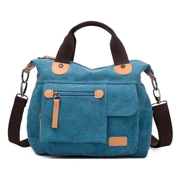 Women Canvas Large Capacity Functional Multi Pocket Handbag Shoulder Crossbody Bag Image 1