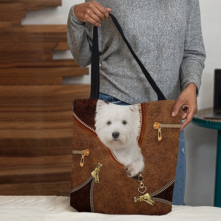 Women Canvas Three-dimensional Cartoon Dog Pattern Shoulder Bag Handbag Tote- PPT DTTT Image 3