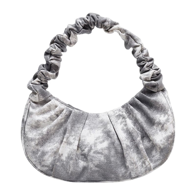 Women Canvas Tie-dye Color Contrast Folds Cloud Multi-Carry Underarm Bag Handbag DTTT Image 1