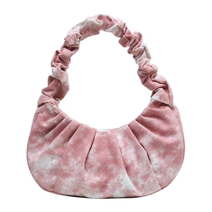 Women Canvas Tie-dye Color Contrast Folds Cloud Multi-Carry Underarm Bag Handbag DTTT Image 8