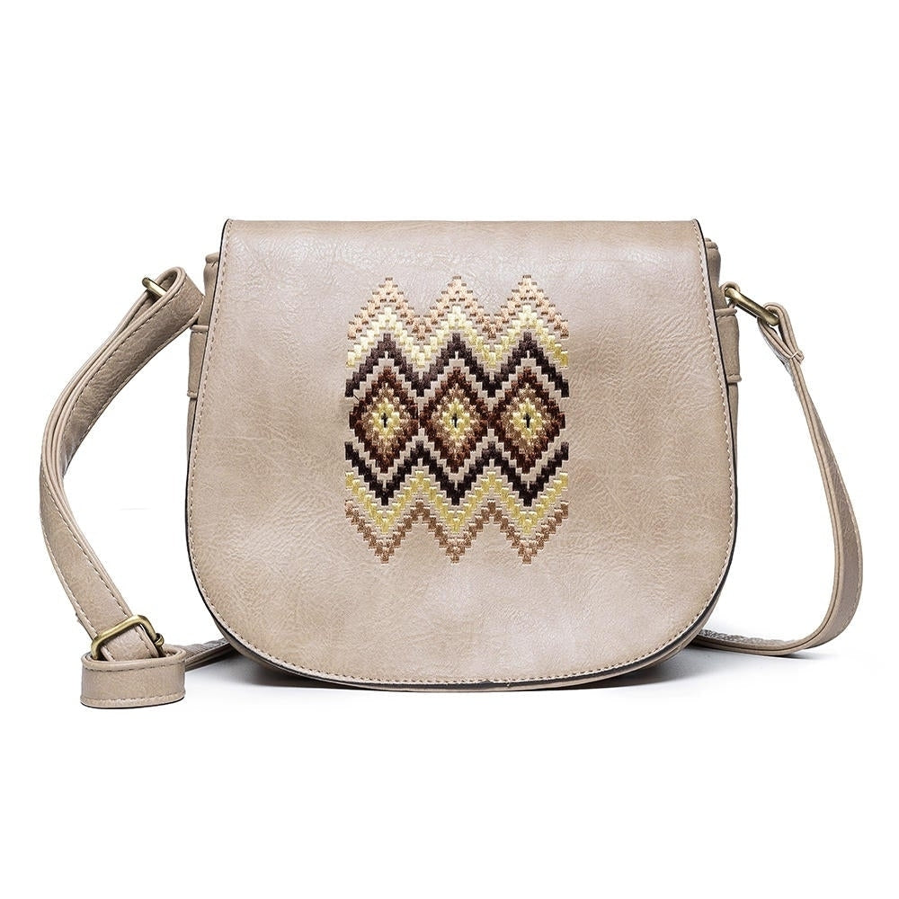 Women National PU Leather Embroidery Crossbody Bag Vintage Shoulder Bag DTTT Image 10