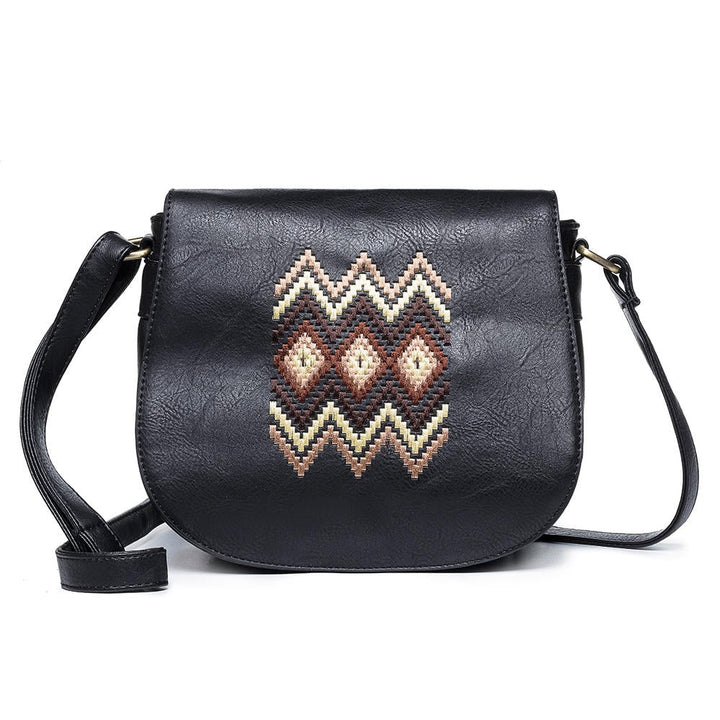 Women National PU Leather Embroidery Crossbody Bag Vintage Shoulder Bag DTTT Image 1