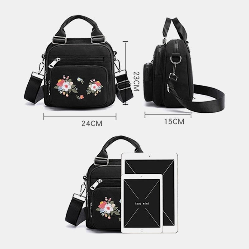 Women Nylon Fashion Embroidered Crossbody Bag Shoulder Bag Handbag- PPT DTTT Image 6