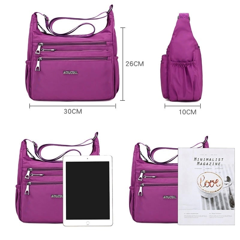 Women Nylon Light Shoulder Bags Multi Pockets Waterproof Crossbody Bag Image 8