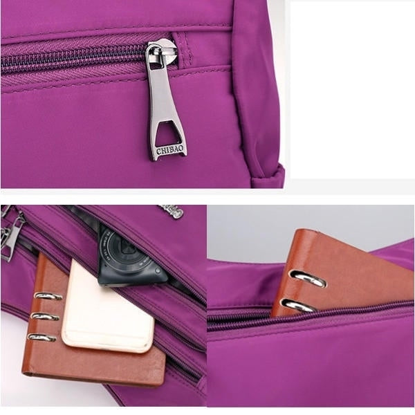 Women Nylon Light Shoulder Bags Multi Pockets Waterproof Crossbody Bag Image 12