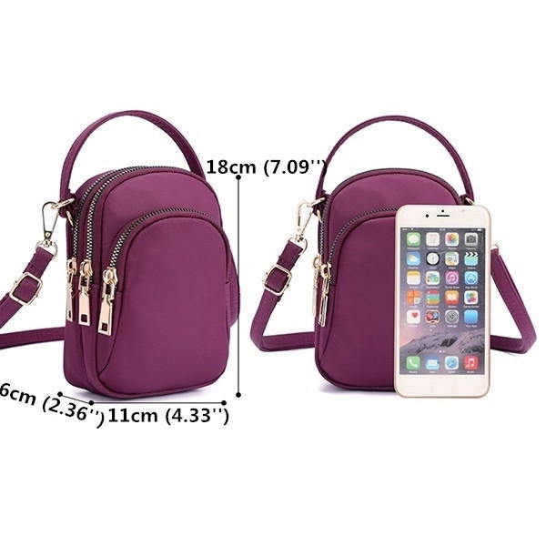 Women Nylon Waterproof Multi- Slot Solid Crossbody Mini Portable Phone Bag Image 10