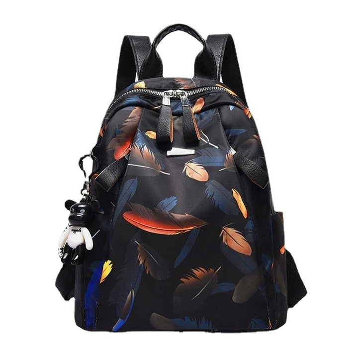 women oxford butterfly feather pattern large capacity headset hole waterproof anti theft backpack Image 1