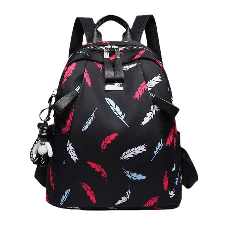 women oxford butterfly feather pattern large capacity headset hole waterproof anti theft backpack Image 1