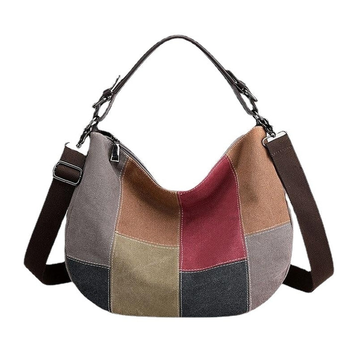 Women Large Capacity Color Matching Canvas Handbag Crossbody Bag Casual Shoulder Bag Image 1