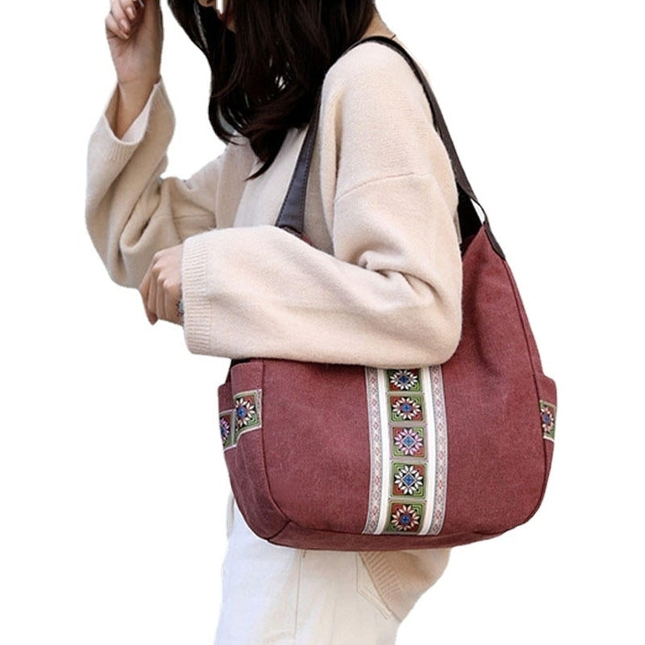 Women Large Capacity Canvas Handbag Shoulder Bag For Outdoor Shopping DTTT Image 4