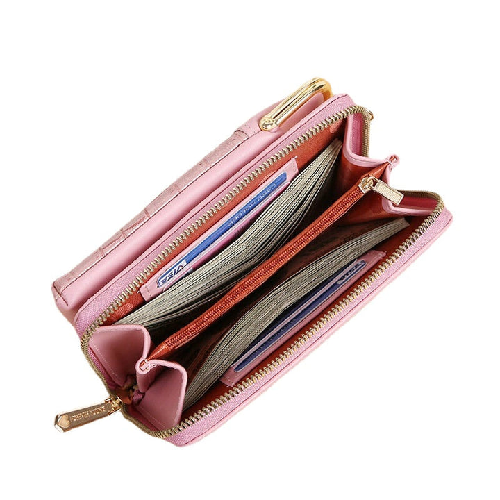 Women Large Capacity Zipper Wallet Portable 6.5 Inch Phone Shoulder Crossbody Bag Image 9