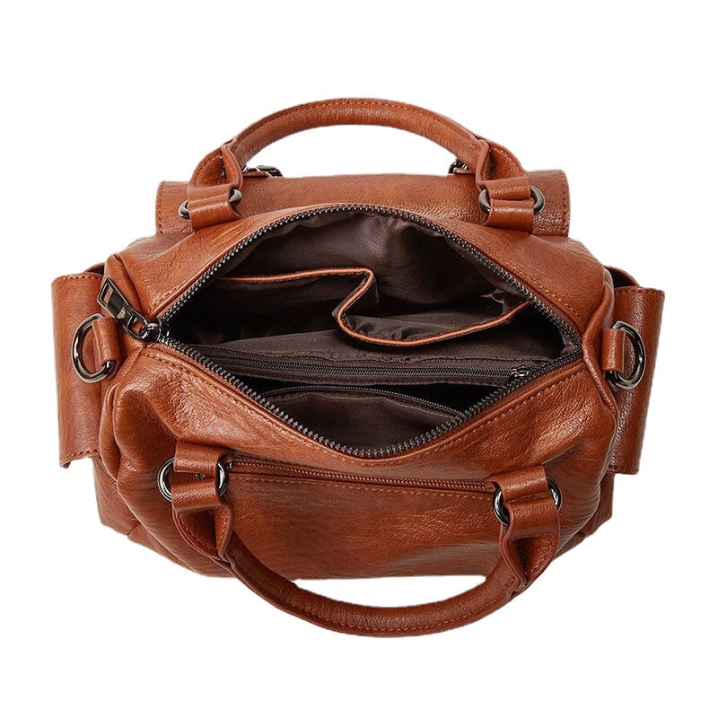 Women Large Capacoty Crossbody Bag Multi-pocket Soft Leather Shoulder Bag Handbag Image 3
