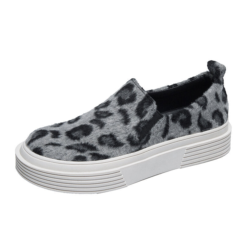 Women Large Size Leopard Suede Slip Resistant Comfy Casual Flats DTTT Image 10