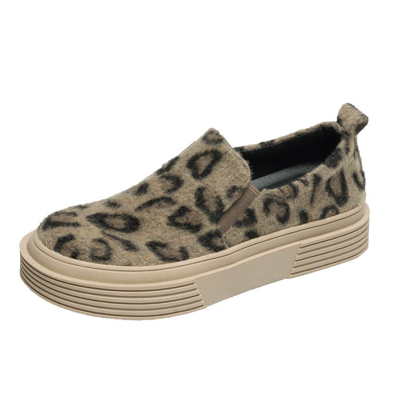 Women Large Size Leopard Suede Slip Resistant Comfy Casual Flats DTTT Image 11